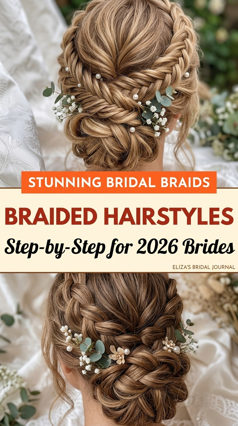 Romantic Braided Bridal Hairstyles with Floral Accents for Long Hair