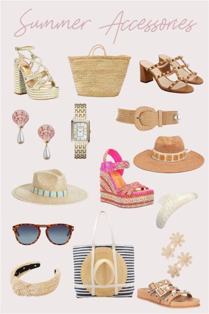 Chic summer accessories including hats and sunglasses
