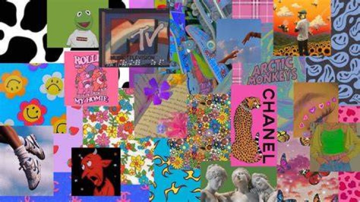 Close up of colorful y2k style backpack charms and hair accessories