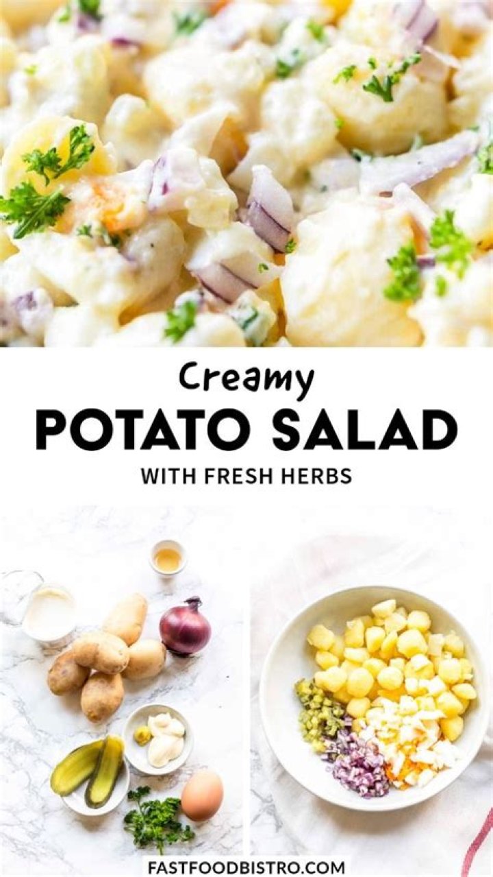 Creamy potato salad with fresh dill and hard boiled eggs